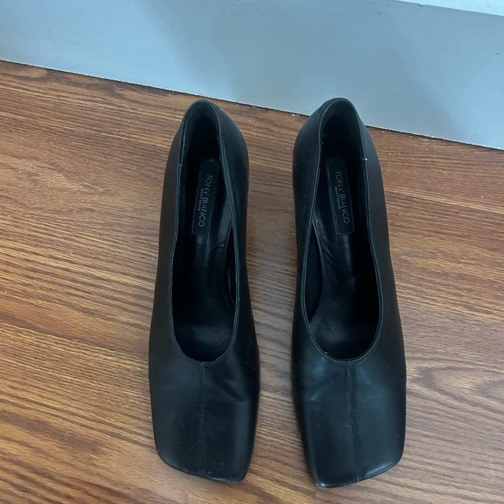 Tony Bianco Black Leather Heels